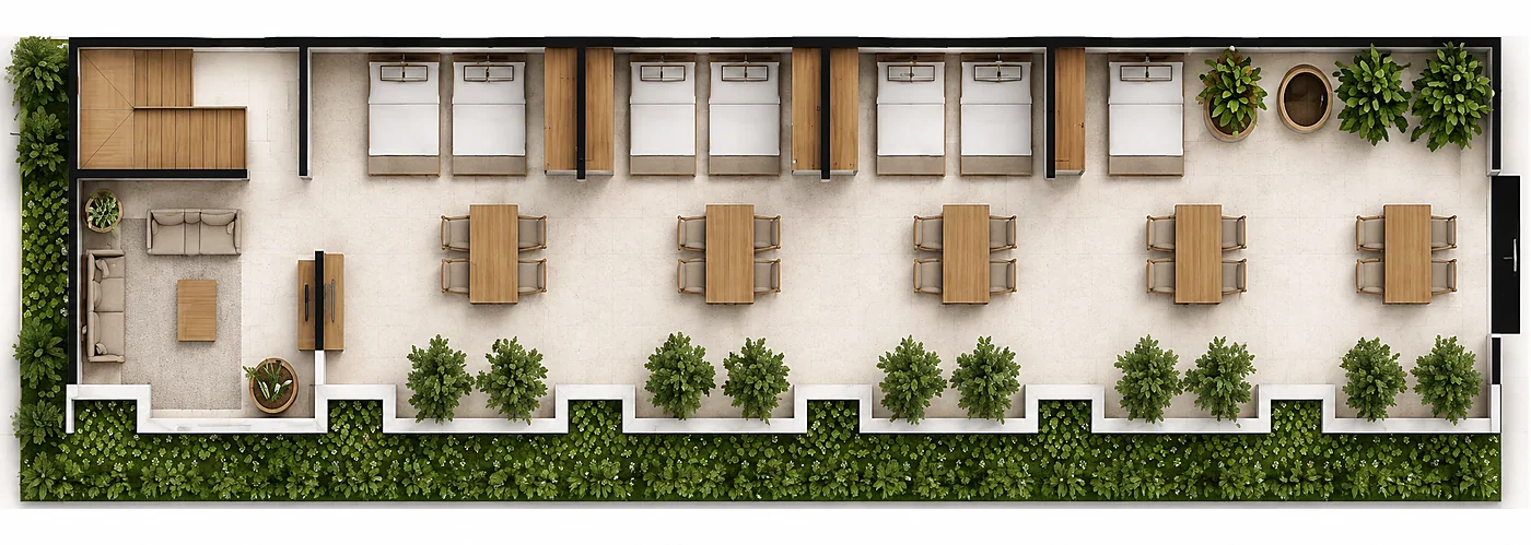 Render rooftop komunal Apple Kost 2